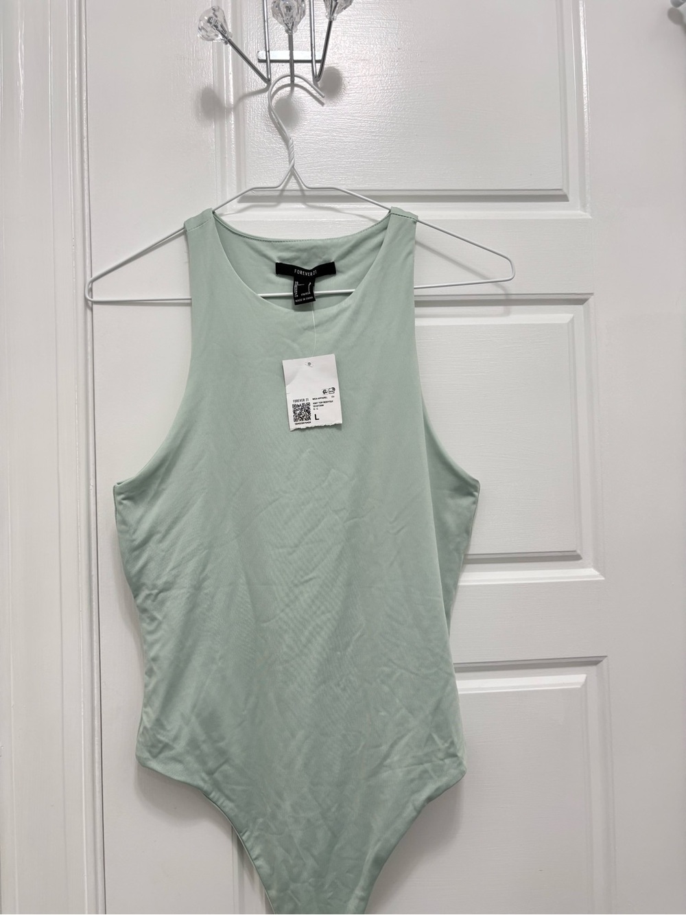 Forever 21 Mint Crewneck Sleeveless Bodysuit